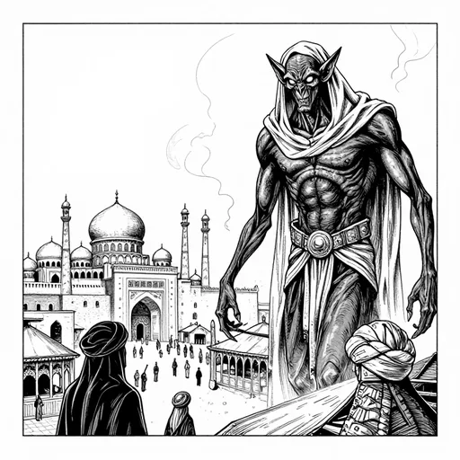 The Jinni, The jinni freed from the bottle, character in One Thousand and One Nights